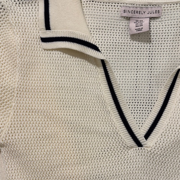 Sincerely Jules Cream Polo with Black Accents - Picture 2 of 6